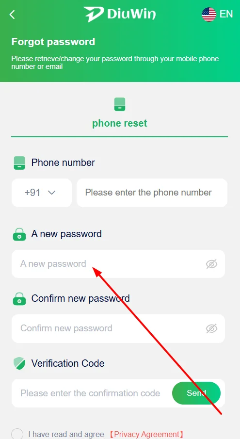 Enter a new password
